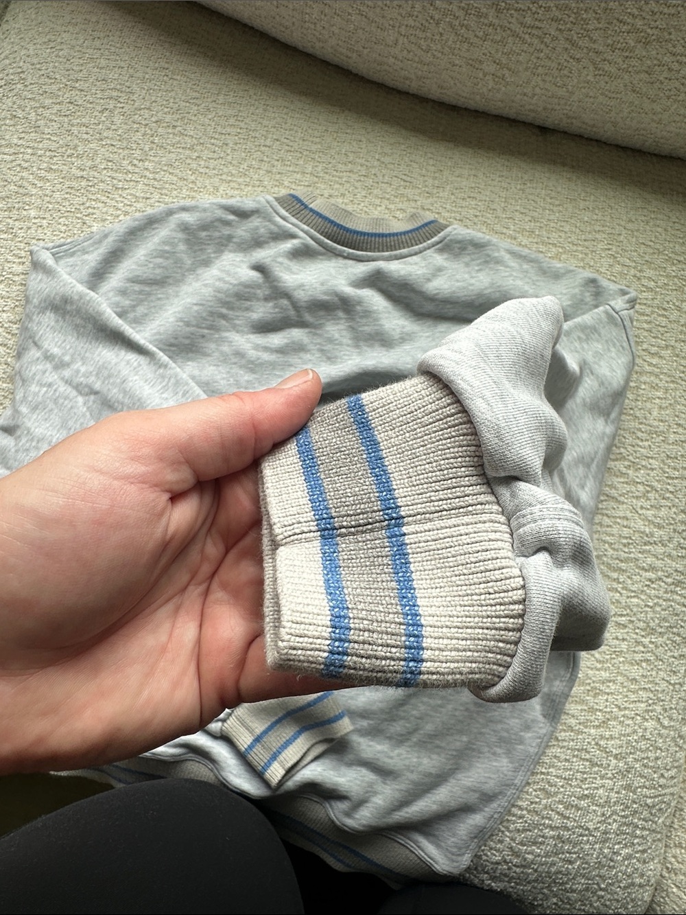 Lululemon Perfectly Oversized Ringer Crew Sweatshirt Gray Stripe M 8/10 Active - Picture 4 of 4